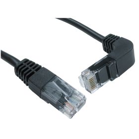 3mt Cat 5e E UTP Straight to Right Angled- Down- Black