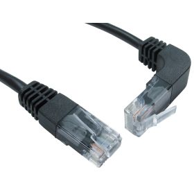 0.5mt Cat 5e E UTP Straight to Right Angled- Up- Black